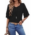 thumbnail image 4 of UVN Blouses for Women V Neck Half Bell Sleeve Shirts Summer Ladies Casual Flowy Tunic Tops, 4 of 9