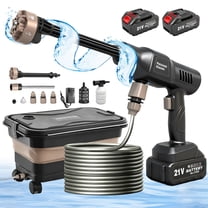 GlobalSourse Cordless Pressure Washer with Foldable Tank, 1160PSI High-Power Cleaning, 21V Portable System with 4.0Ah Dual Batteries & 6-in-1 Nozzle for Car, Patio, Fence and Driveway