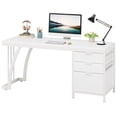 thumbnail image 4 of Fnova 59'' Computer Desk, Home Office Writing Table with 3 Reversible Drawers, Industrial File Storage Desk, Sturdy Metal Frame with Adjustable Feet, for Home Office & Study, 4 of 12