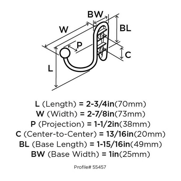 Amerock 2-3/4 in. L Silver Zinc Small Double Prong Hook 1 pk Amerock 2-3/4 in. L Silver Zinc Small Double Prong Hook 1 pk