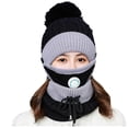 thumbnail image 2 of ZSQDM 3Pcs Womens Winter Scarf Set Thickend Knitted Hat Scarf Face Cover Outdoor beanie for Women Mens Hat Visors Hat Press Heat Machine for Caps, 2 of 4