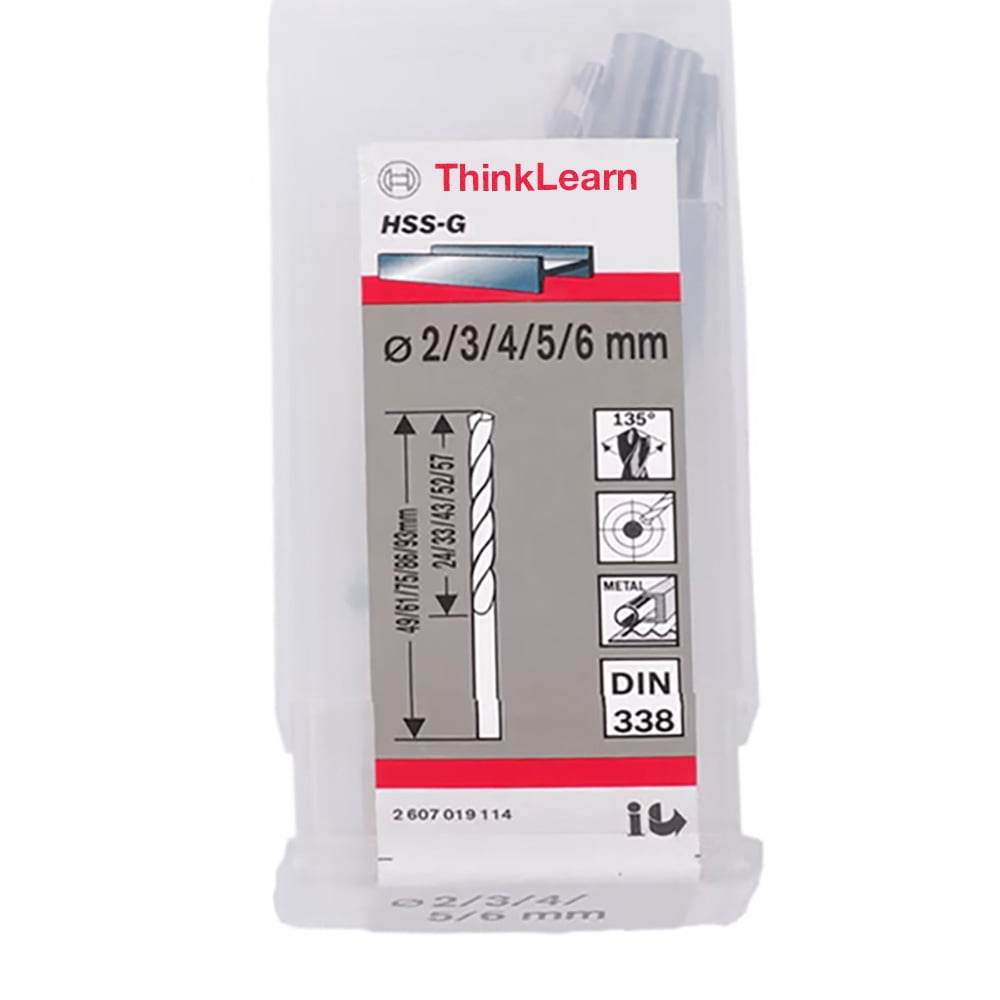 ThinkLearn Bits for hand drills, Titanium Twist Drill Bit Set, Quick Change, 5pcs
