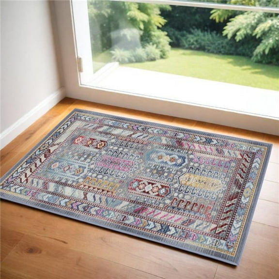 HomeRoots 552703 2 x 4 ft. Floral Distressed Rectangle Area Rug, Ivory, Gray & Red
