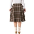 thumbnail image 3 of Agnes Orinda Women's Plus Size A Line Knee Length Flare Plaid Skirts 2X Brown, 3 of 6