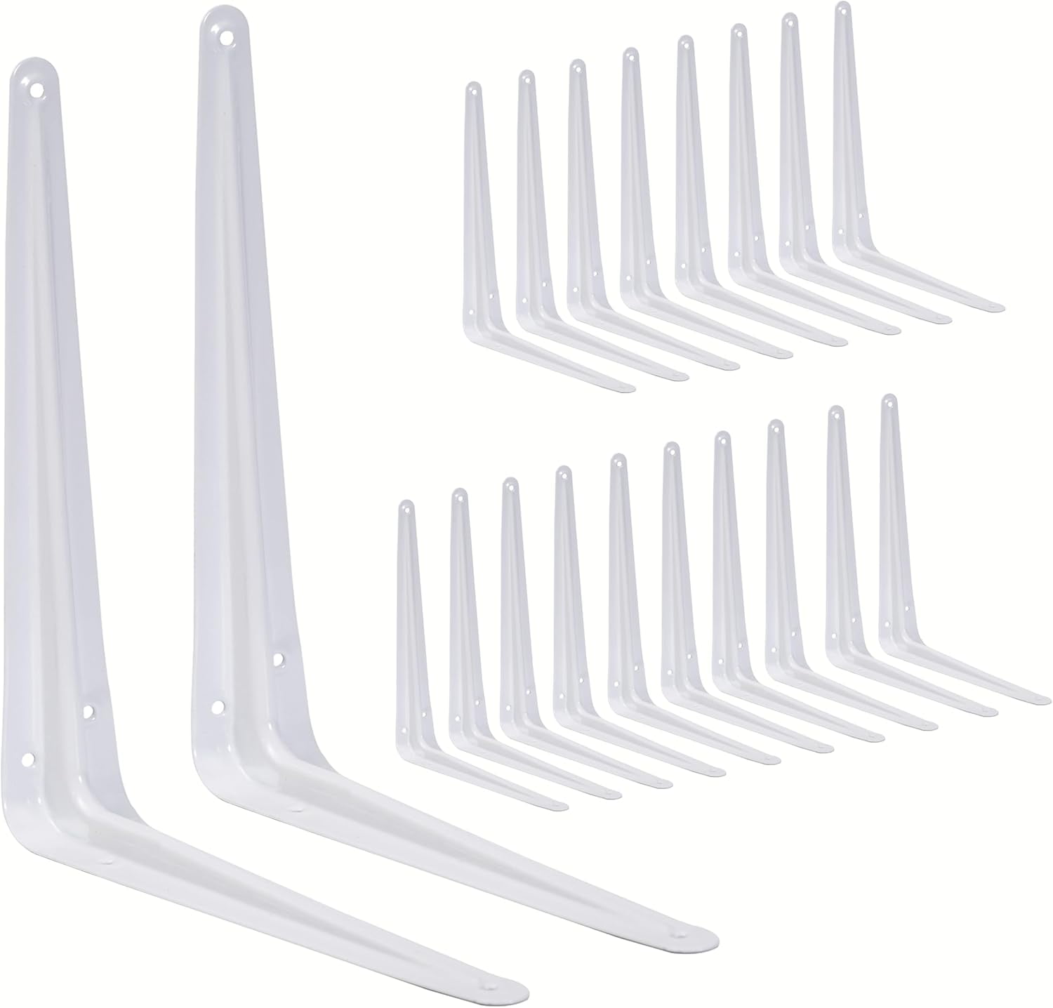 20 Pack Shelf Brackets 10 Inch, Black Metal Brackets for Shelves, L Shape Shelving Brackets (Black, 10" x 8")
