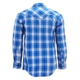 thumbnail image 2 of Men’s Western Pearl Snap Button Down Casual Long Sleeve Plaid Cowboy Shirt (#29 Blue/White/Black, 3XL), 2 of 3