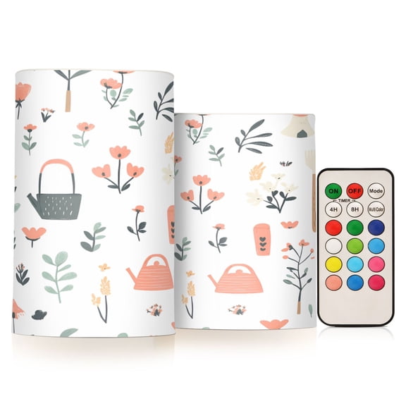 Yayeee Flameless Candles with Remote Flickering Battery Operated Multi Color Changing, Garden Pattern