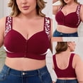 thumbnail image 6 of FITORON Plus Size Sports Bra for Women Front Closure, Medium Support Padded Workout Yoga Bra, Moisture Wicking Burgundy Athletic Top with Adjustable Straps,Size 3XL, 6 of 8