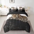 thumbnail image 2 of jejeloiu Wild Cheetah 7-Piece Bedding Comforter Set,Woodland Animal King Bedding Sets,Black Brown Bed Sheets For Adults,Ultra Soft Home Decor Reversible, 2 of 8