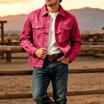 thumbnail image 4 of Thousandth Men's Casual Trucker Jacket Lapel Collar Button Down Outerwear Classic Utility Coat with Pockets Spring Fall Winter Clothes, 4 of 6