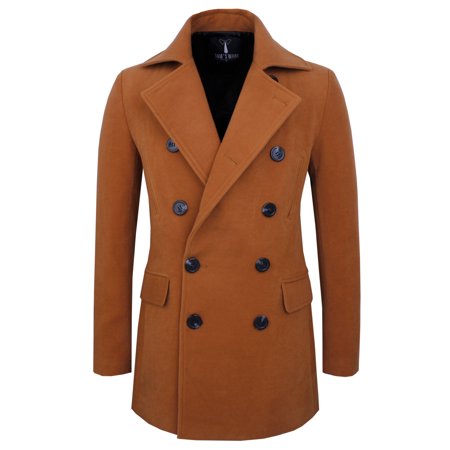- TAM WARE Mens Stretch Wool Blend Trim Fit Pea Coat