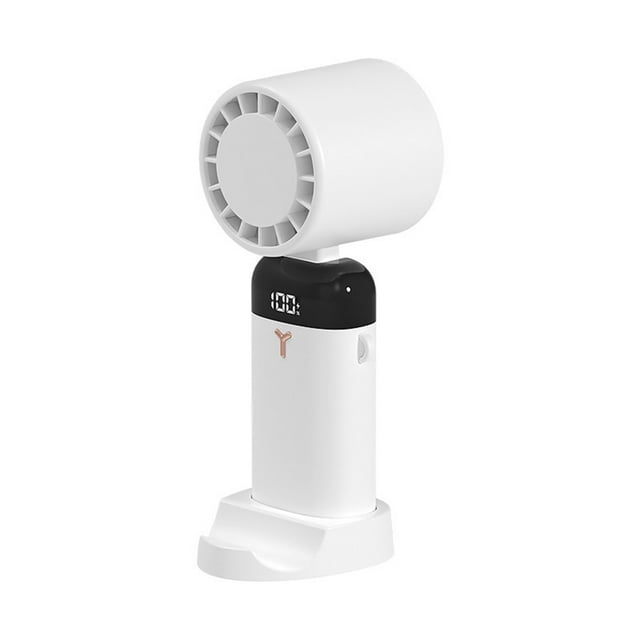 Portable Handheld Neck Table Fan with 90° Adjustable Angle 3600mAh Battery 3 Speed Settings Base as Phone Stand and Power Display Screen