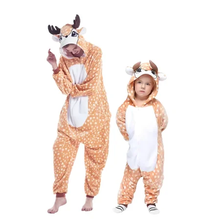 

GEDER-FAKids Hooded Flannel Pyjamas Cute Animal Soft Warm Zipper Jumpsuit Boys And Girls Winter