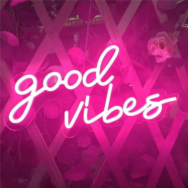 Good Vibes Neon Sign Powered by USB with Dimmable Switch, LED Neon