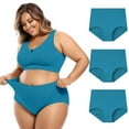 thumbnail image 3 of Seamless Underwear for Women 3 Pack High Waist Cotton Regular Plus Size Brief Underwear, 3 of 3