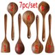 thumbnail image 4 of Vajilla de madera natural de teca, cuchara giratoria, colador de arroz largo, Espumador de sopa, juego de herramientas de cocina, 1-7 piezas, 4 of 5