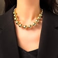 thumbnail image 2 of GHSDFBB Collier en Acier Inoxydable Perlé Or 14k Brillant Chaîne de Perles Graduée Mode Collier Ras du Cou Cadeau pour Femmes Filles, Acier Inoxydable, Sans Pierre Précieuse, 2 of 7