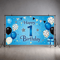 thumbnail image 5 of Blue Themed Happy 1 Birthday Banner with Balloons Stars and Gift Box Party Decoration Backdrop for Birthday Party Photography Props Kids Party Decorations, 5 of 7