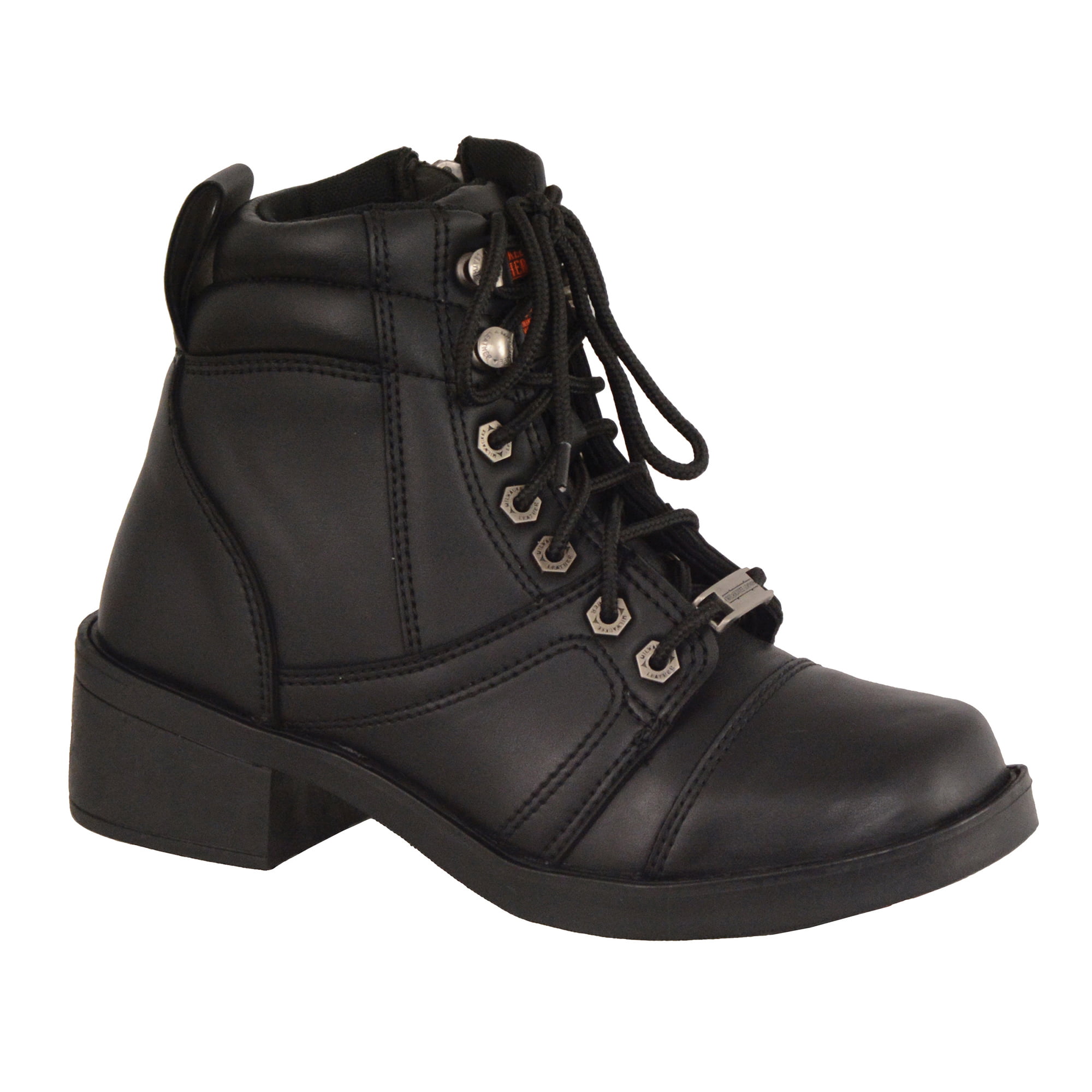 Black, Size 1.5 Milwaukee Leather Boys Youth Side Zipper Lace To Toe Boots MBK9255-BLK-1.5 