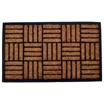 HomeRoots 572169 18 x 30 in. Beige & Black Rubber & Coir Outdoor Machine Made Door Mat