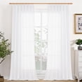 thumbnail image 1 of Pinch Pleated Linen Curtains 90 Inches Long White Light Filtering Privacy Window Curtains with Hooks for Living Room Bedroom Track System, 40W X 90L, 2 Panels, 1 of 10
