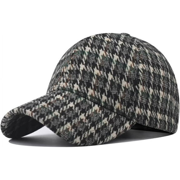CoCoMangos Unisex Retro Houndstooth Print Baseball Cap Casual Sun Protection Dad Hat Polo Style Trucker Hats Adjustable Headwear