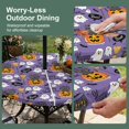 thumbnail image 5 of Halloween Round Outdoor Tablecloth with Umbrella Hole Zipper, Orange Pumpkin Funny Ghost Black Cat Purple Elastic Fitted Table Cover, Waterproof Table Cloth for Patio Picnic Party Fits 45"-54", 5 of 9