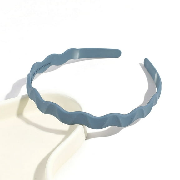 Plastic Wavy Hair Bands for Girls Women Cadet Blue 120mm