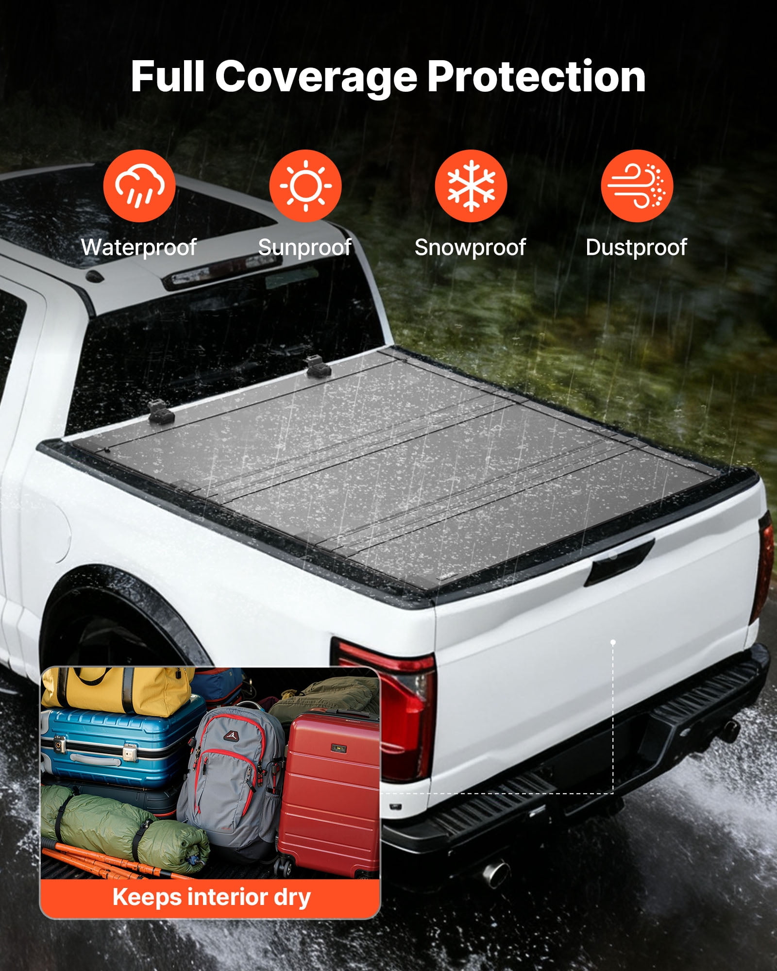 VEVOR Hard Tri-Fold Truck Bed Tonneau Cover, Compatible with 2019-2025 Chevy/GMC Silverado/Sierra 1500 5.8 ft (70 in) Bed with MultiPro/Flex Tailgate (Not Fit CarbonPro), Waterproof Low-Profile Cover