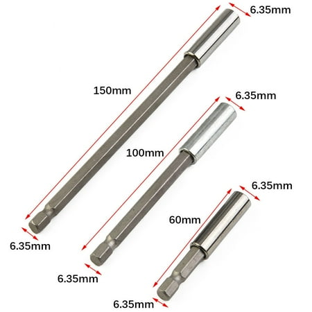 

BAMILL 3x 60 100 150mm 1/4 Hex Quick Release Magnetic Screwdriver Extension Bit Holder