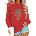 thumbnail image 4 of SYMOID Womens Christmas Oversized Cotton Sweatshirt, Palm Tree Bauble Print, Comfortable Red, S-XXL,Size L, 4 of 6