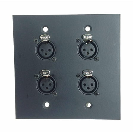 Dual Gang Wall Plate with 4 XLR Female Front / 1 Shielded RJ45 Rear