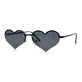 thumbnail image 5 of Womens Hippie Bubbly Heart Shape Half Rim Metal Lolita Sunglasses All Black, 5 of 7