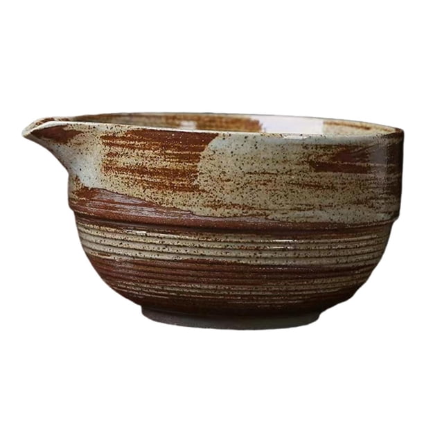Cuenco de cerámica para matcha, cuenco de té de porcelana tradicional hecho a mano, verde japonés marrón verde