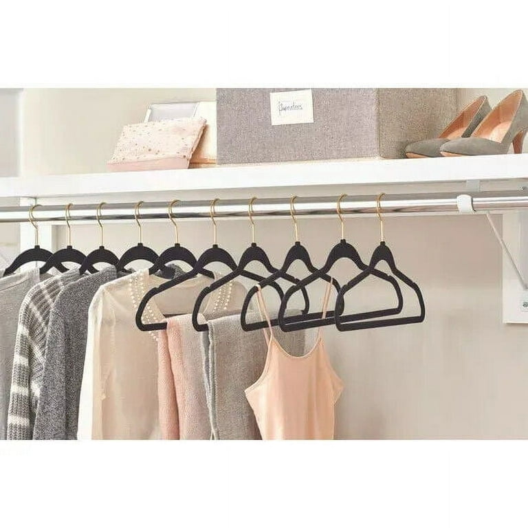 Non-Slip Velvet Clothing Hangers, 50 Pack, Black 