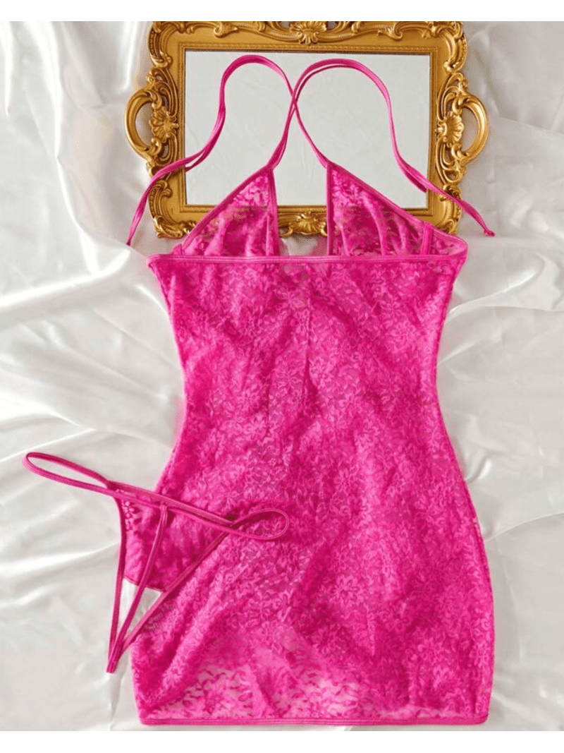 hot pink lingerie dress Hot Pink Lingerie Dress Lace Negligees Set