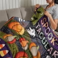 thumbnail image 3 of Halloween Quilt Pumpkin Throw Blanket Thanksgiving Throw Blanket Fall Blankets and Throws Soft Flannel Patchwork Cover for Sofa Couch Bed Living Room Seasonal Holiday Festival Decor Gift 59.1*51.2in, 3 of 6