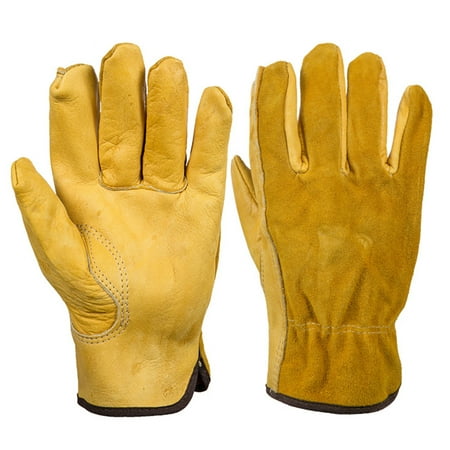 Genuine Leather Work Gloves Anti-slip Driver Garden Gloves for Mechanical Repair Vehicle Leather- Work Gloves, Kids Garden