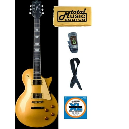 Oscar Schmidt Washburn Gold LP Style Electric Guitar FREE STRINGS TUNER STRAP, OE20G