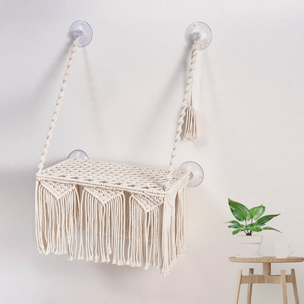 NEXAVKPR Cats Hammock Tassel Hanging Bed Small Cats Window Perch Sunbath-Bed Pet Supplies