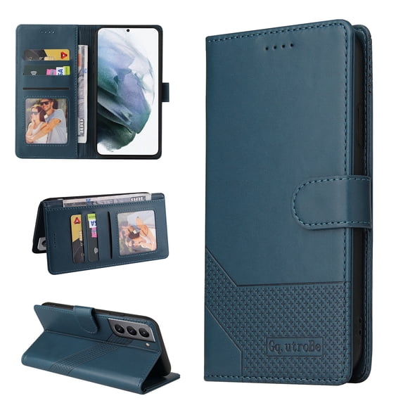 Feishell Case for Samsung Galaxy S21 FE 5G 6.4 inch,Premium PU Leather Magnetic Clasp Folio Flip Kickstand Shockproof Wallet ID Credit Card Slots Cash Pocket Phone Case,Blue