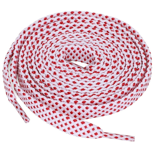 INSPIRE CHIC 3 Paires Lacets Plats à Pois Creux à Double Couche pour Espadrilles Blanc Rouge