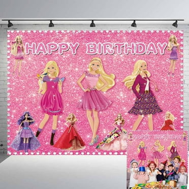 Pink Princess Backdrop Banner Party Supplies Poster Movie Theme Background for Photography Kids Birthday Decorations