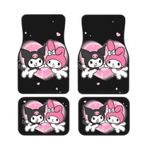 Kuromi Car Floor Mats 4pc Set Anti Skid Vehicle Floor Mat Car Carpet For Front Rear Seats Universal Auto Interior Accessories