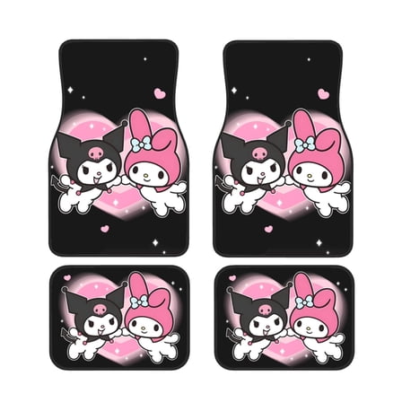 Kuromi Car Floor Mats 4pc Set Anti Skid Vehicle Floor Mat Car Carpet For Front Rear Seats Universal Auto Interior Accessories