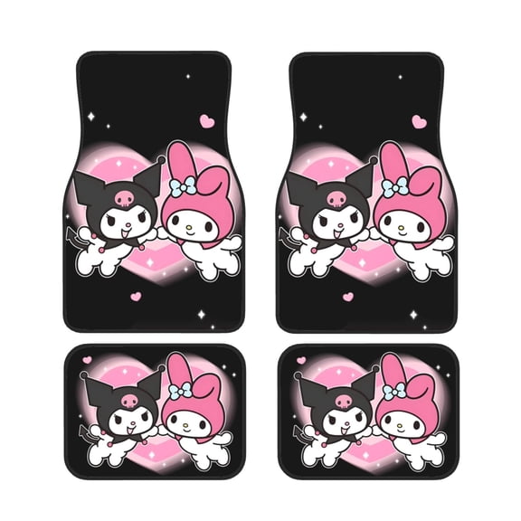 Kuromi Car Floor Mats 4pc Set Anti Skid Vehicle Floor Mat Car Carpet For Front Rear Seats Universal Auto Interior Accessories