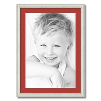 ArtToFrames 20x28 Matted Picture Frame with 16x24 Single Mat Photo Opening Framed in 1.25 Off White Wash on Ash and 2 Deep Red Mat (FWM-4098-20x28)