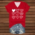 thumbnail image 4 of Womens Valentine'S Day Tops Blouses Solid Color V Neck Printed Short Sleeved Boho Tops for Women,Red,XL, 4 of 5
