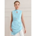 thumbnail image 5 of SiiRoh Girls Elegant Lyrical Dance Dress Sparkly Sleeveless Cutout Backless Mesh Overlay Dancewear Light Blue 16, 5 of 7