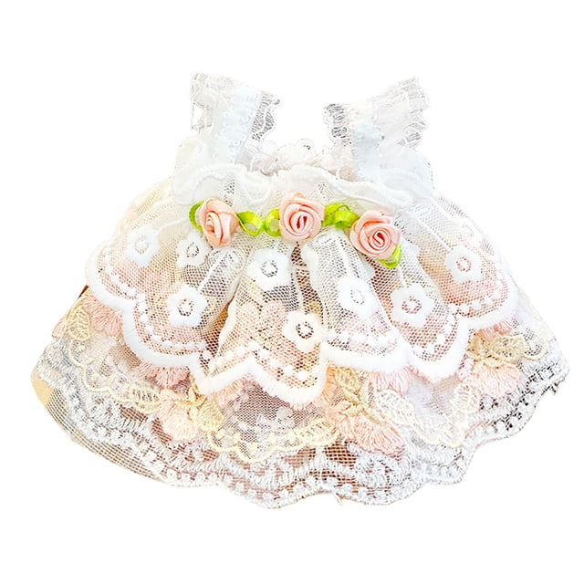 Nouvelle Jupe en Dentelle Rose avec Oreilles Tombantes de Lapin Poupée Robe de Poupée Jupe à Bretelles de Poupée Accessoires de Robe de Poupée
